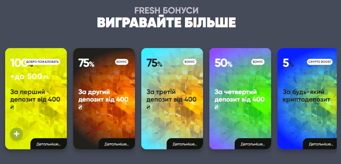 Система бонусів у Fresh casino